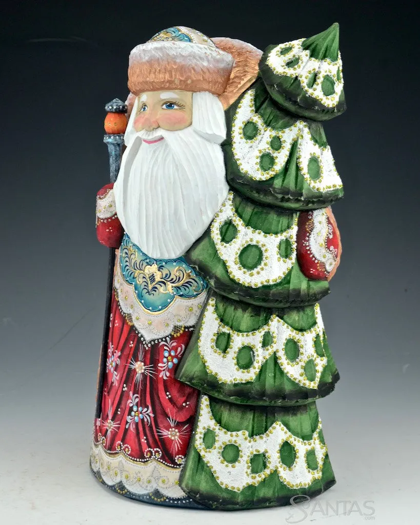 12 inch Decorative Russian Santa with Large Tree