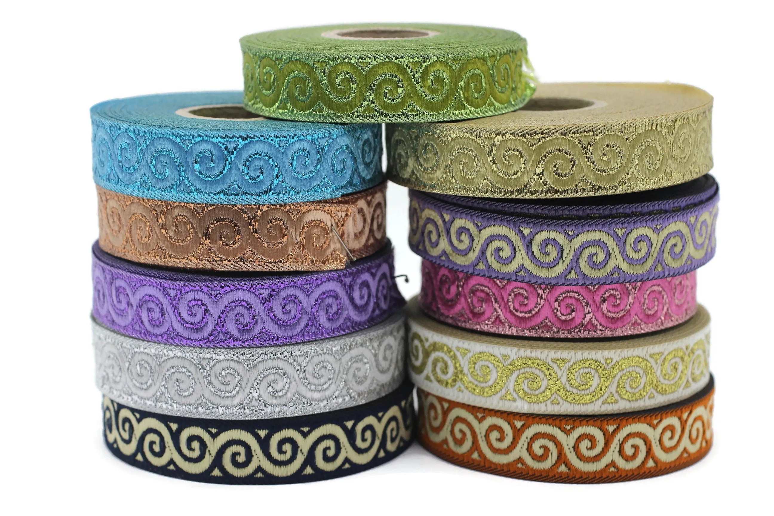 16 mm Elegance Jacquard ribbons (0.62 inches, Elegance Jacquard trim, Sewing, Jacquard ribbons, Trim, woven ribbons, dog collars, 16061