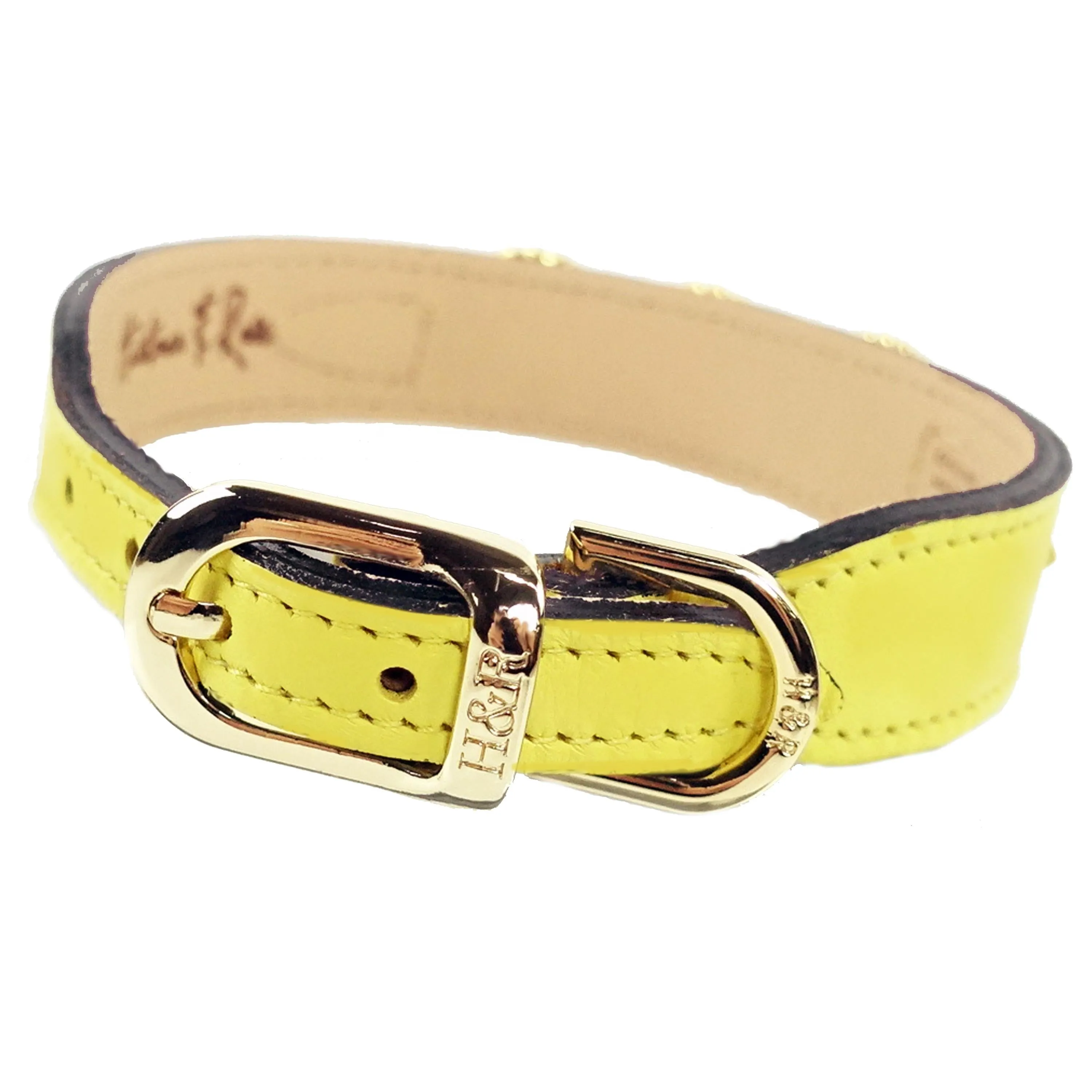 Athena Dog Collar in Canary Yellow & Gold