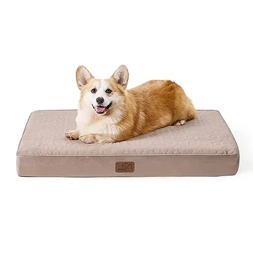 Bedsure Large Orthopedic Dog Bed - Memory Foam, 2-Layer Thick, 30x20x3 Inches, Navy