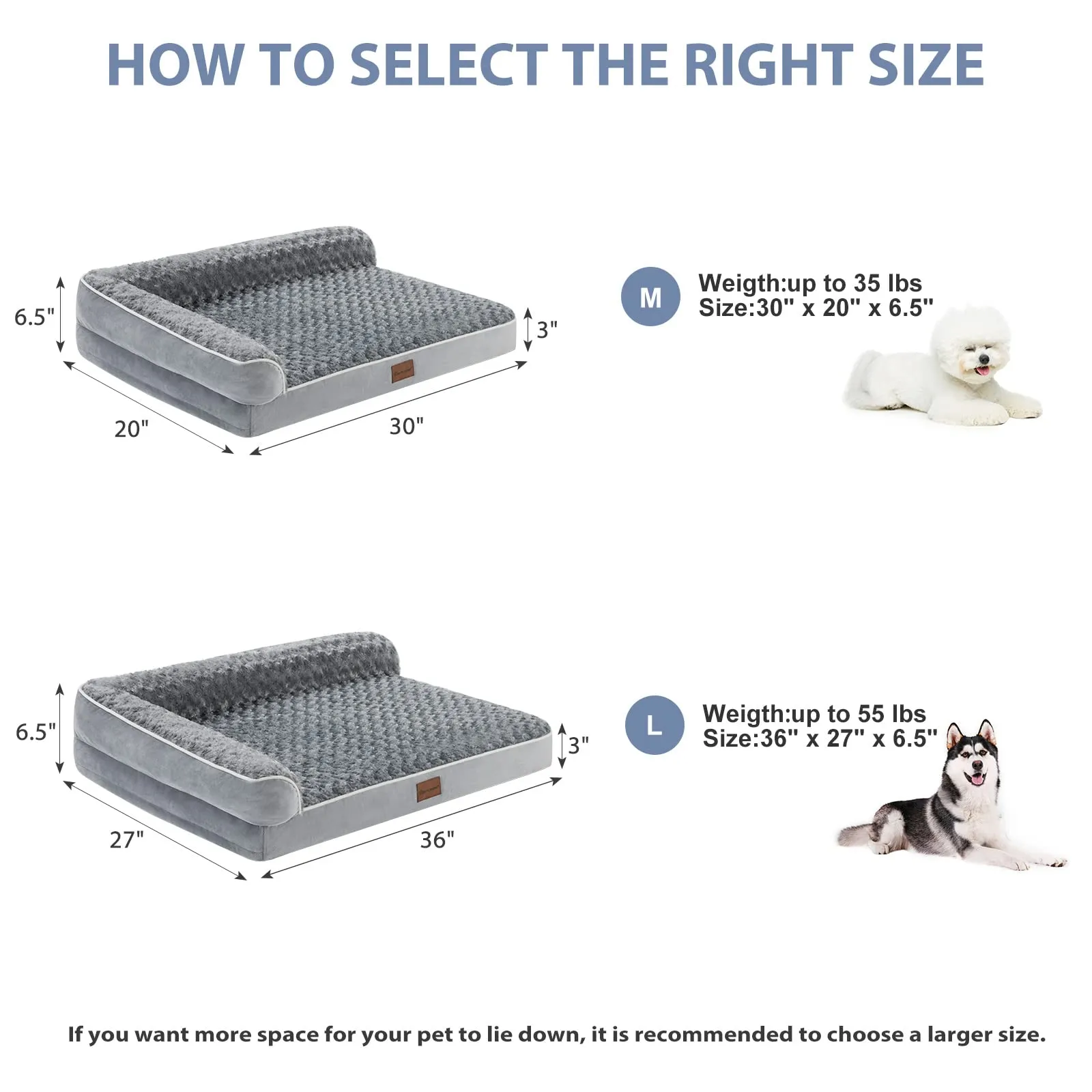 BFPETHOME Orthopedic Dog Beds for Large Dogs-Waterproof Sofa Dog Bed with Removable Washable Cover, Large Dog Bed with Waterproof Lining and Nonskid Bottom,Pet Bed for Large Dogs