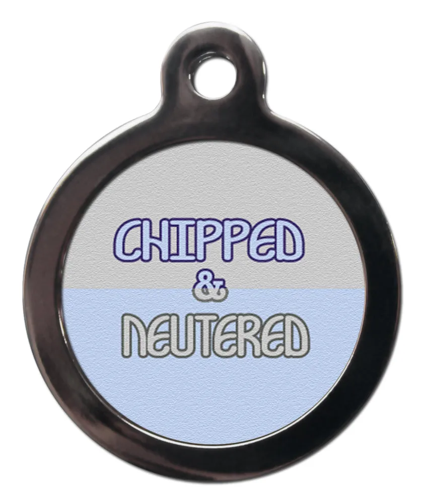 Blue Chipped And Neutered Dog ID Tag