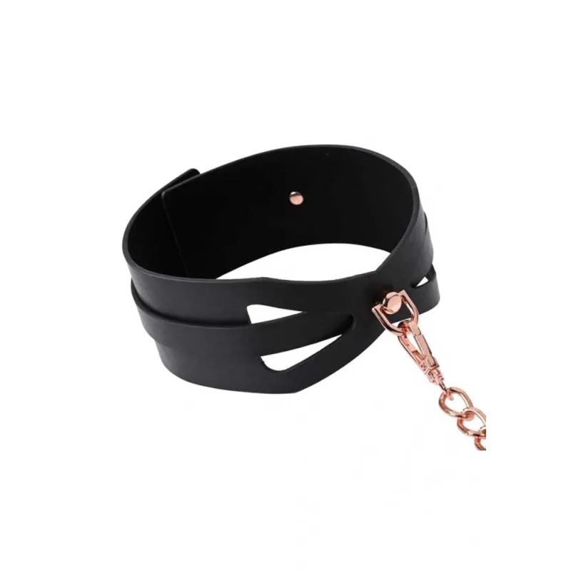 Brat Collar and Leash - Black / Rose Gold