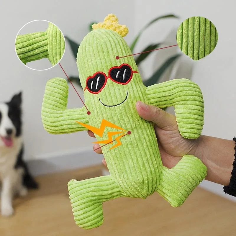 Cactus Soft Plush Squeaky Dog Toy