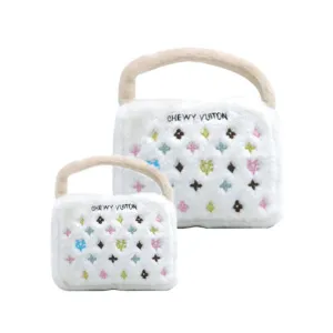 Chewy-Vuiton Handbag Dog Toy White