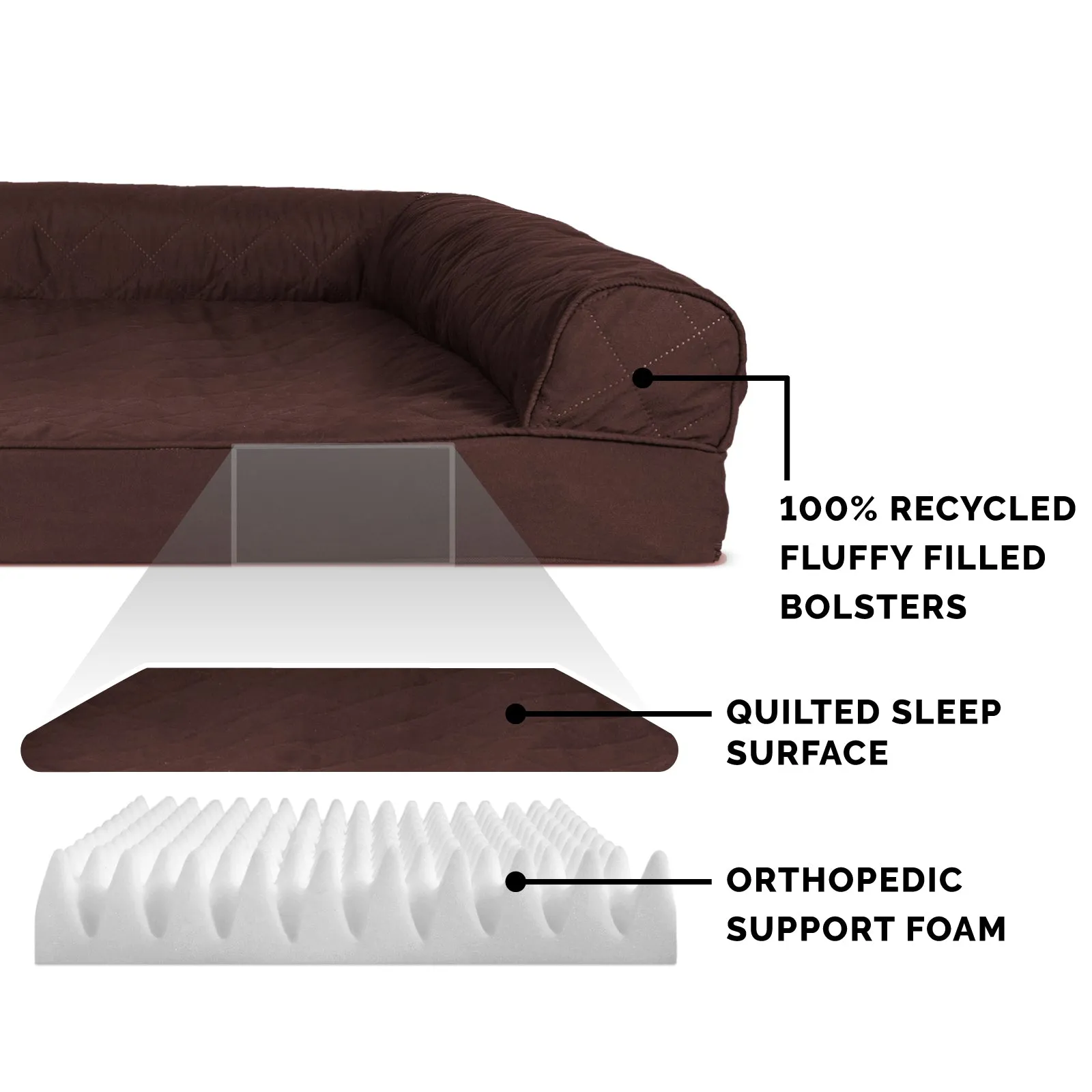 Convolute Quilted Sofa-Style Couch Pet Bed