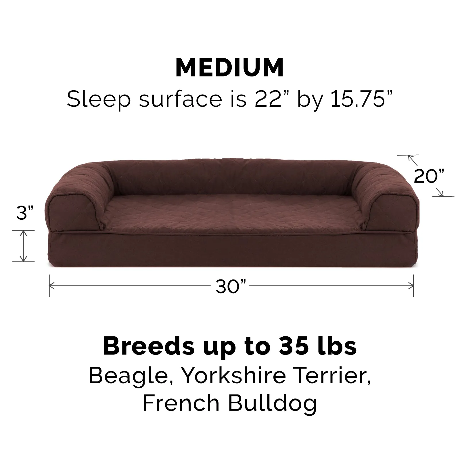 Convolute Quilted Sofa-Style Couch Pet Bed