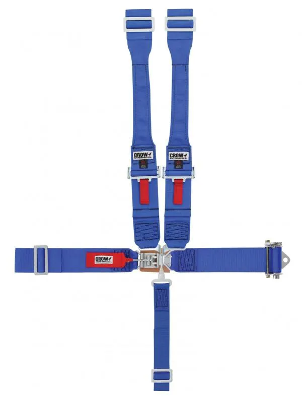 Crow 5-Way Standard 3" Latch & Link - Dog Bone Harness - Ratchet on Left Side - Black Hardware - SFI-16-1 - Blue