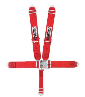 Crow QA 5-Way Duck Bill 3" Latch & Link Harness - 40'' Lap Belt - Red