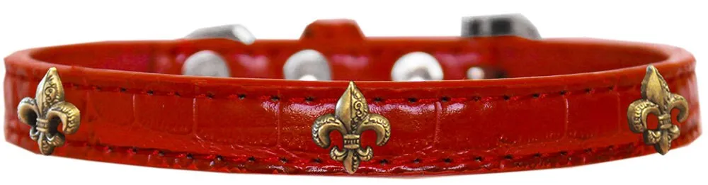 Dog, Puppy & Pet Designer Croc Widget Collar, "Bronze Fleur De Lis"