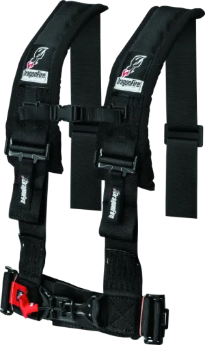 DragonFire Racing Harness- H-Style- 4-Point- 3in Buckle- Black