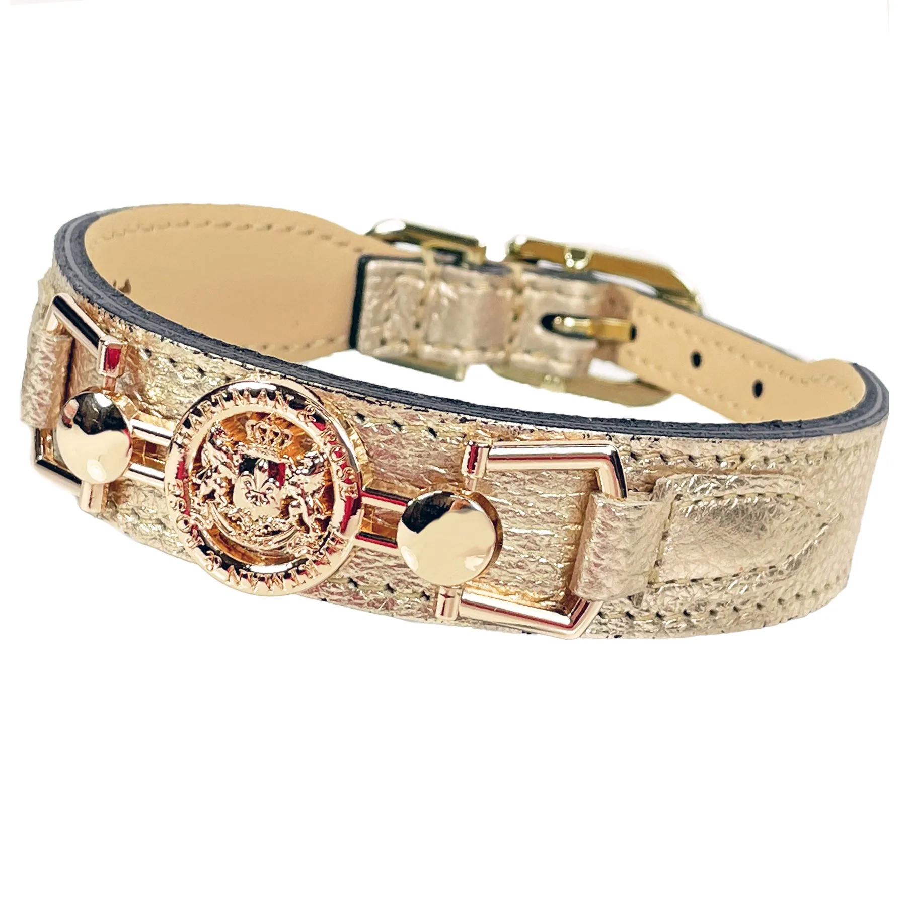 Dynasty Dog Collar in Metallic Gold & Light Rosy Gold