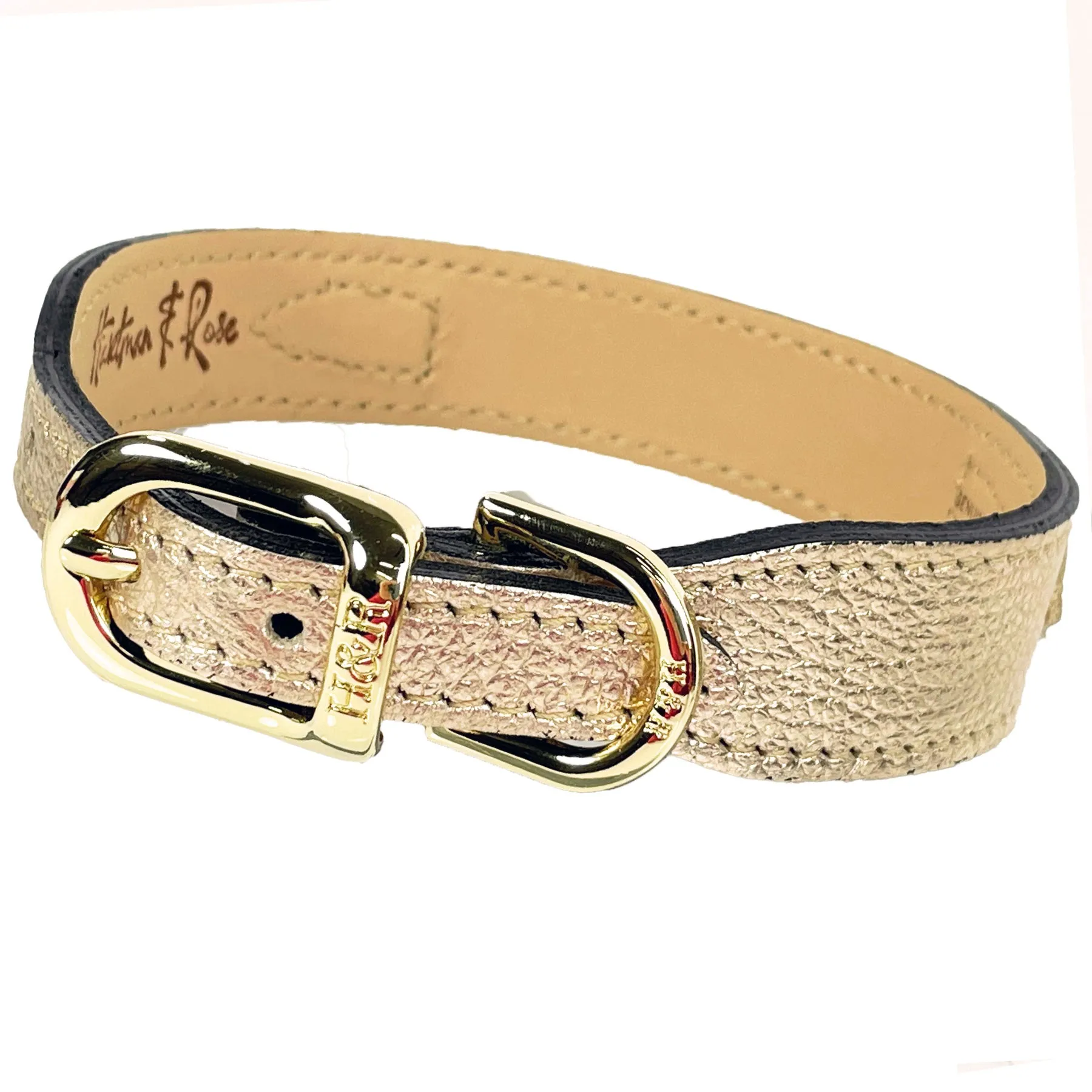 Dynasty Dog Collar in Metallic Gold & Light Rosy Gold