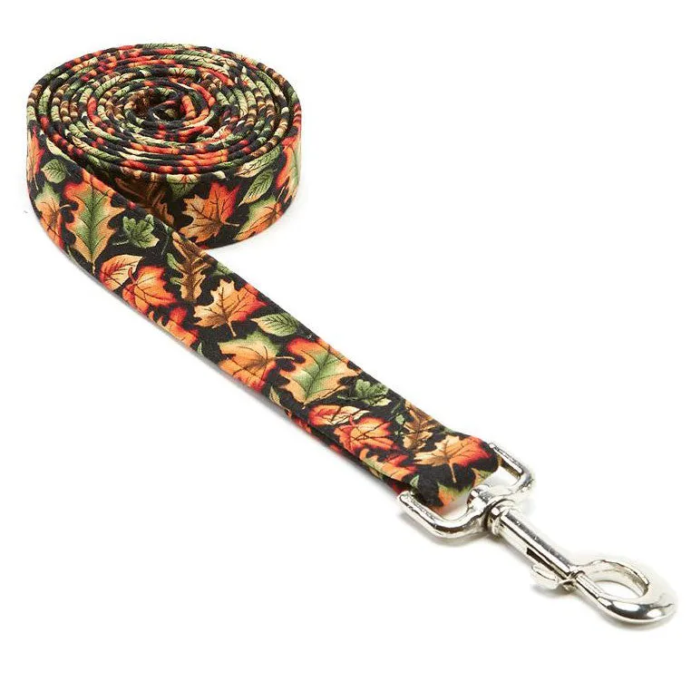 Elmo's Closet Autumn Glo Fall Leaves Dog Collar