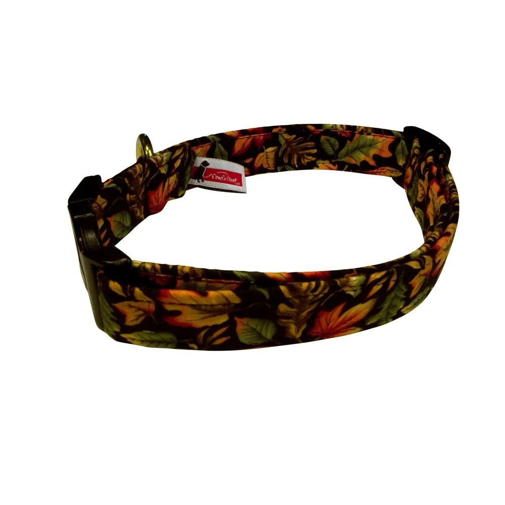 Elmo's Closet Autumn Glo Fall Leaves Dog Collar