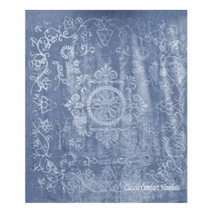 Embossed Slate Blue 79" x 95" Plush Queen-sized Blanket BLKT-2411-SB