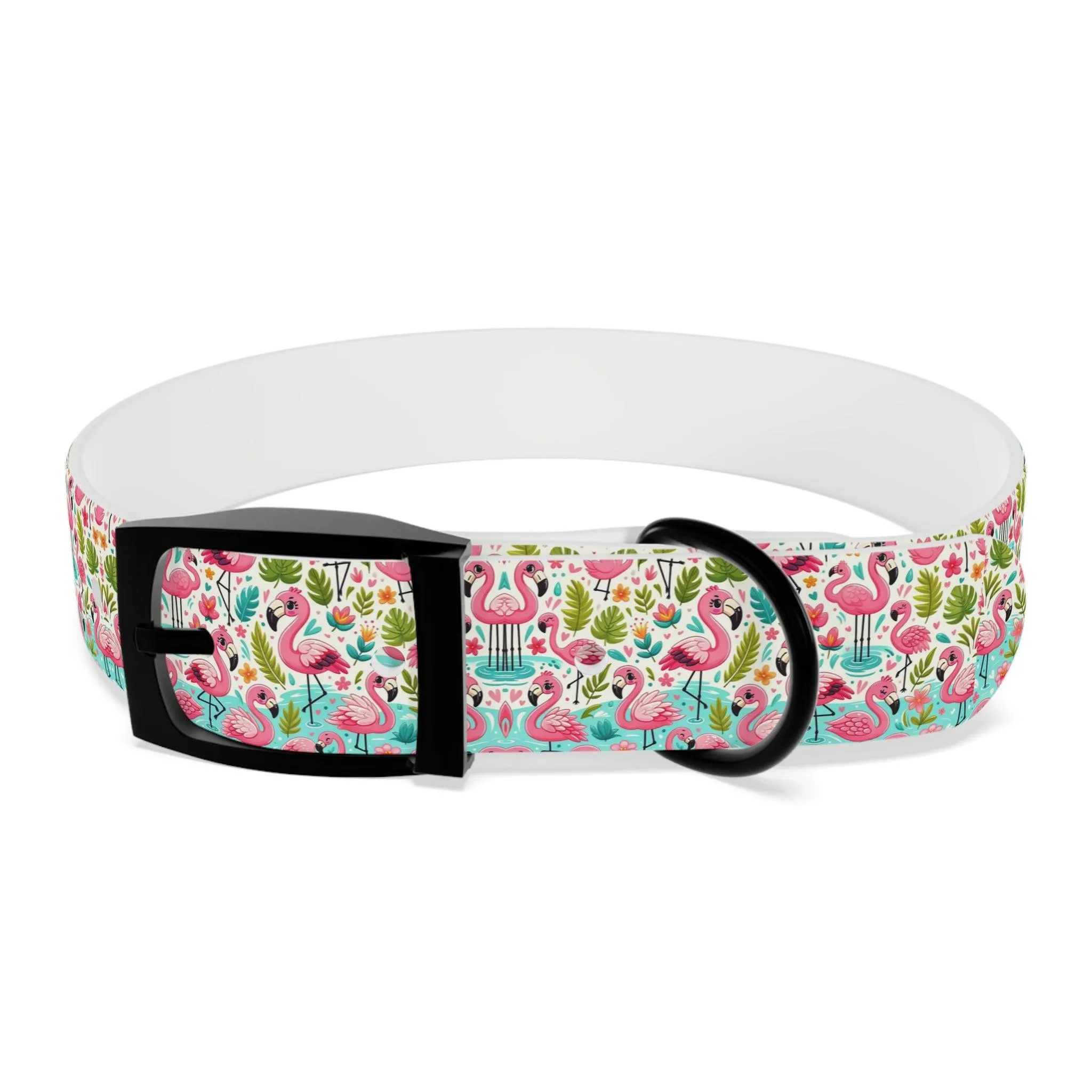 FancyFeather Flamingo Frenzy Dog Collar