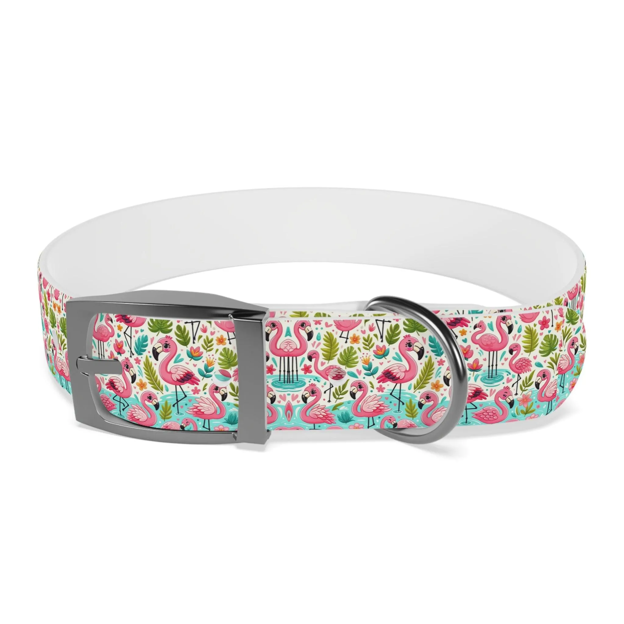 FancyFeather Flamingo Frenzy Dog Collar