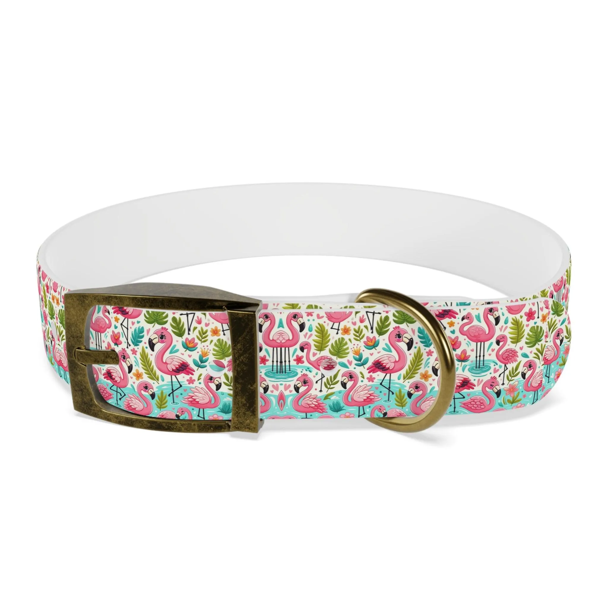 FancyFeather Flamingo Frenzy Dog Collar