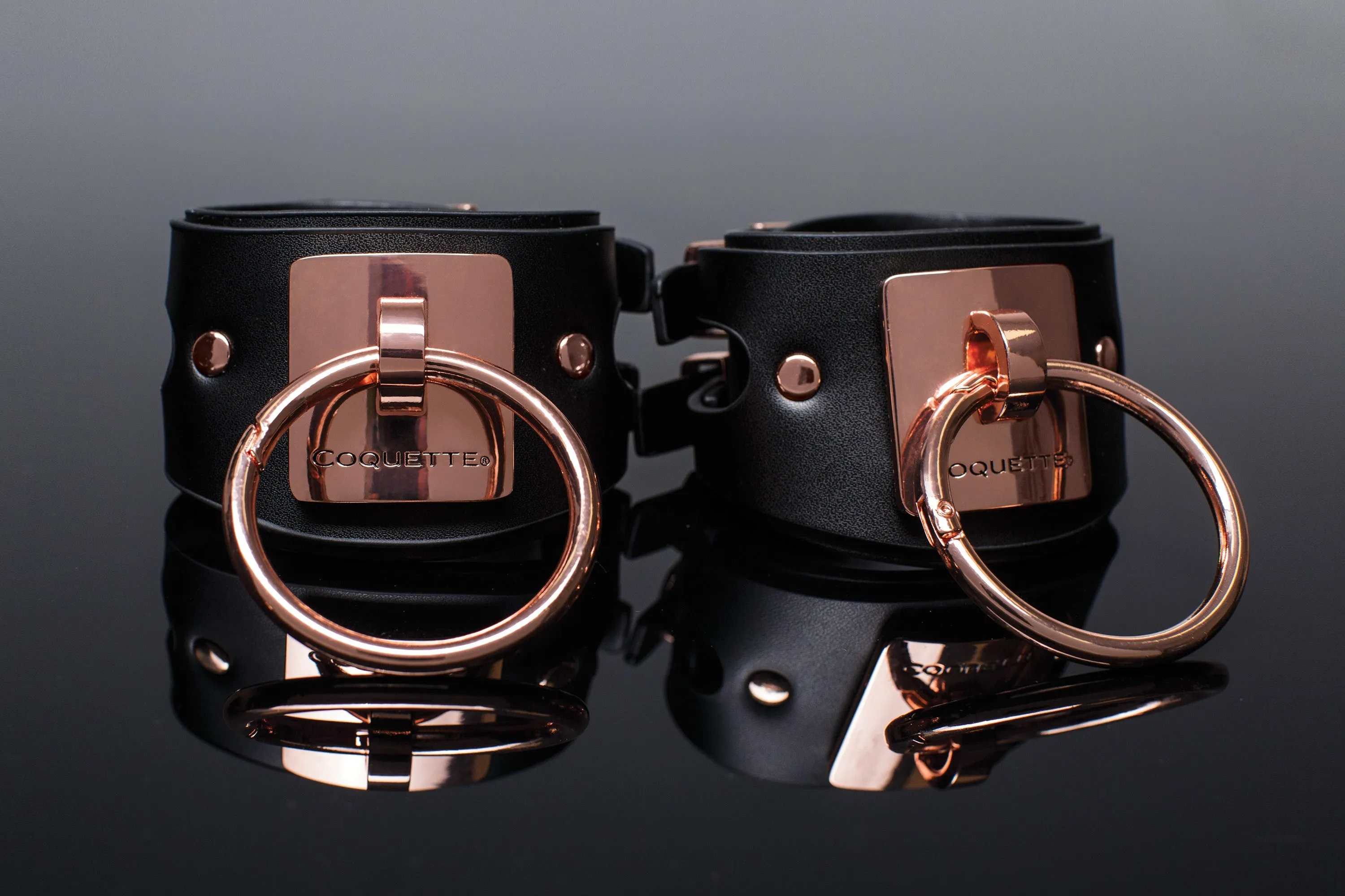 Fiery Elegance Vegan Cuffs in Black and Rose Gold