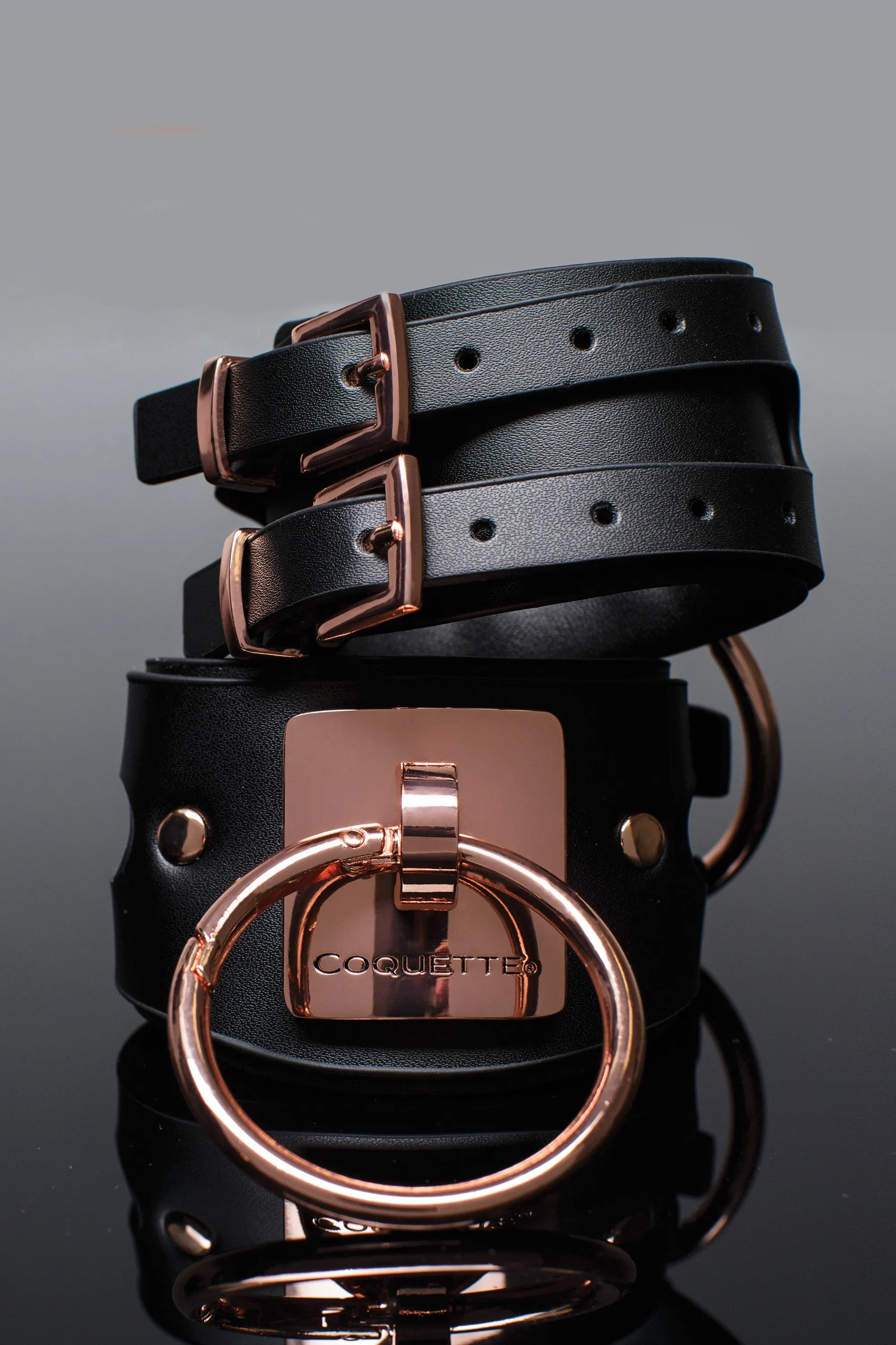 Fiery Elegance Vegan Cuffs in Black and Rose Gold