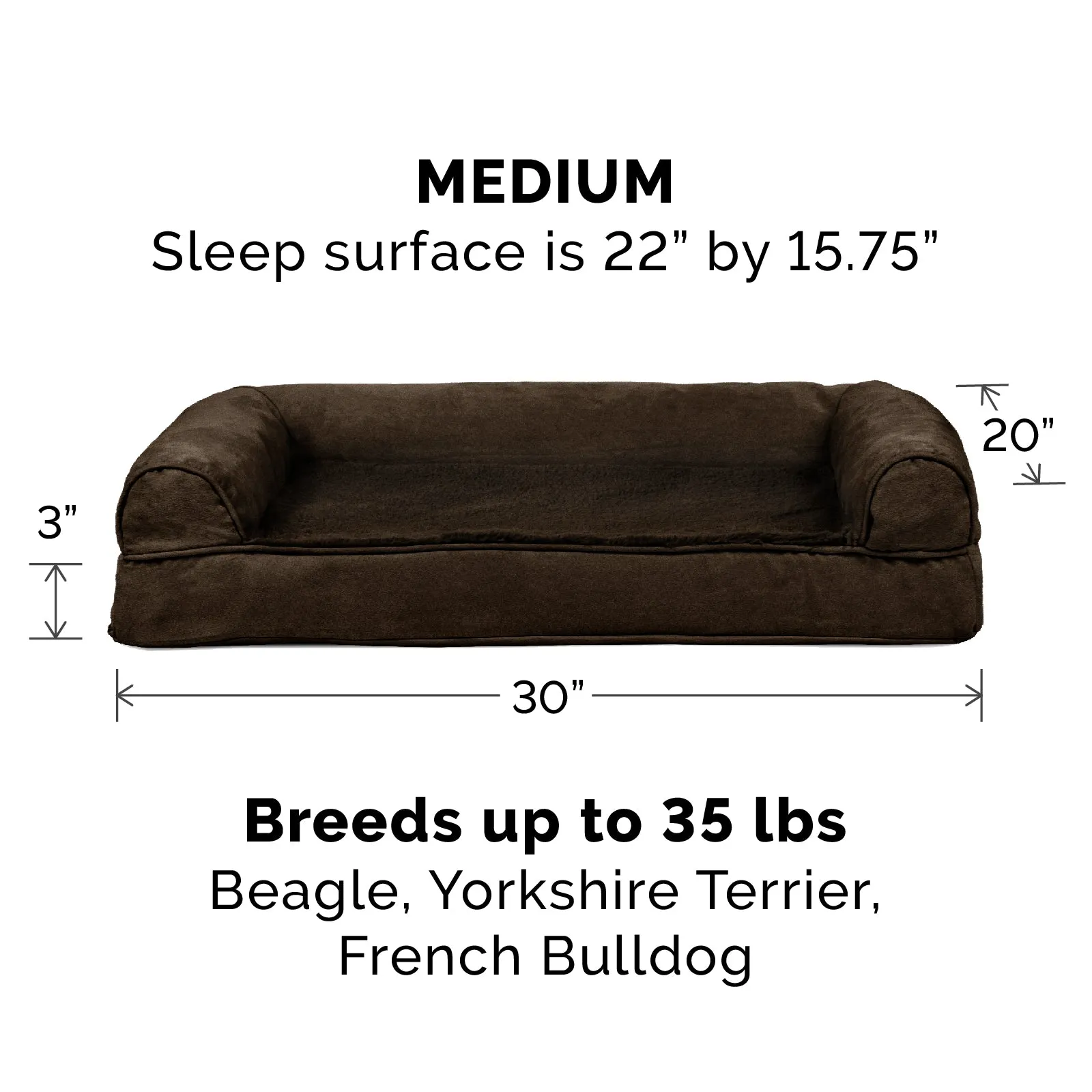 Full Support Orthopedic Ultra Plush Sofa-Style Pet Bed