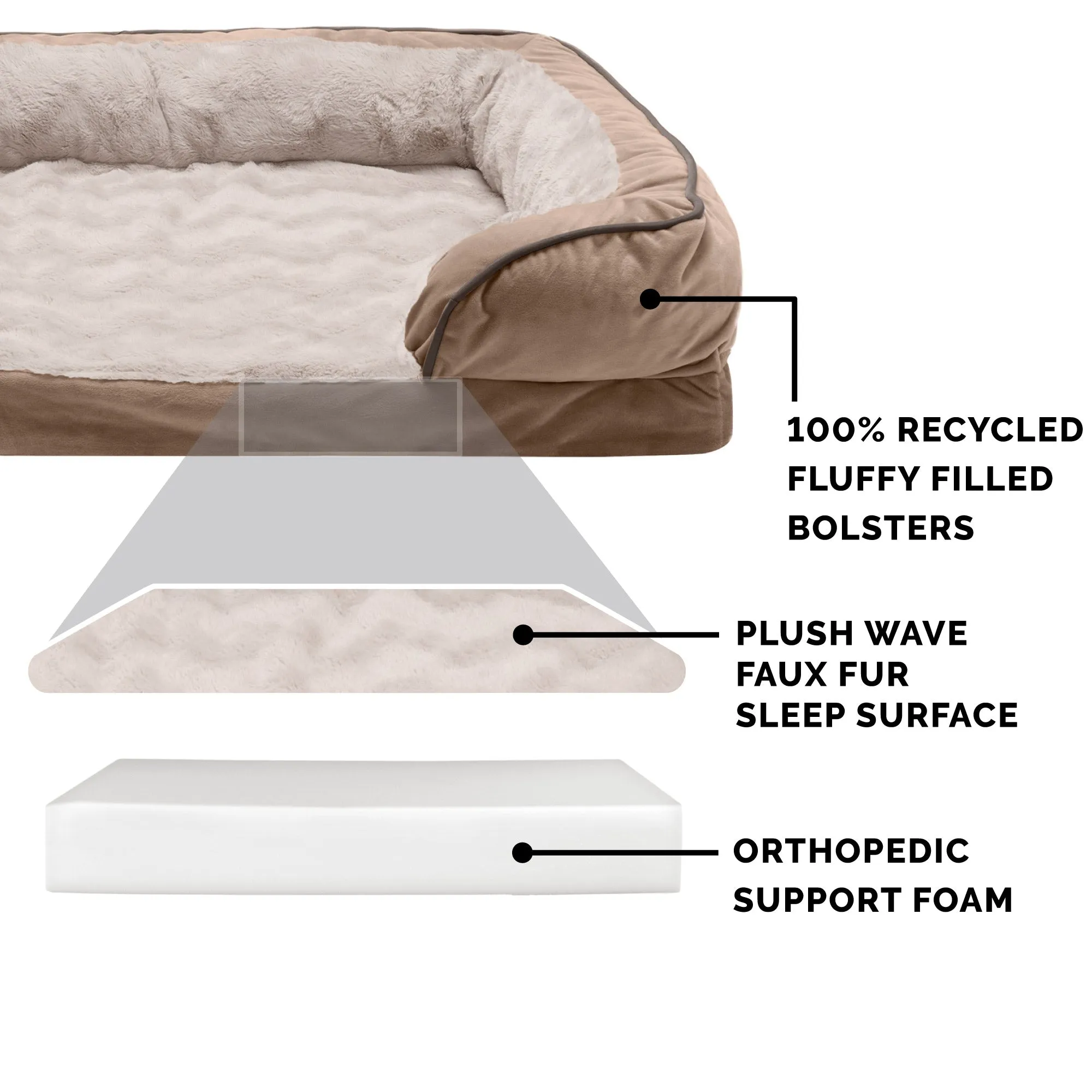 Full Support Perfect Comfort Velvet Waves Sofa-Style Pet Bed