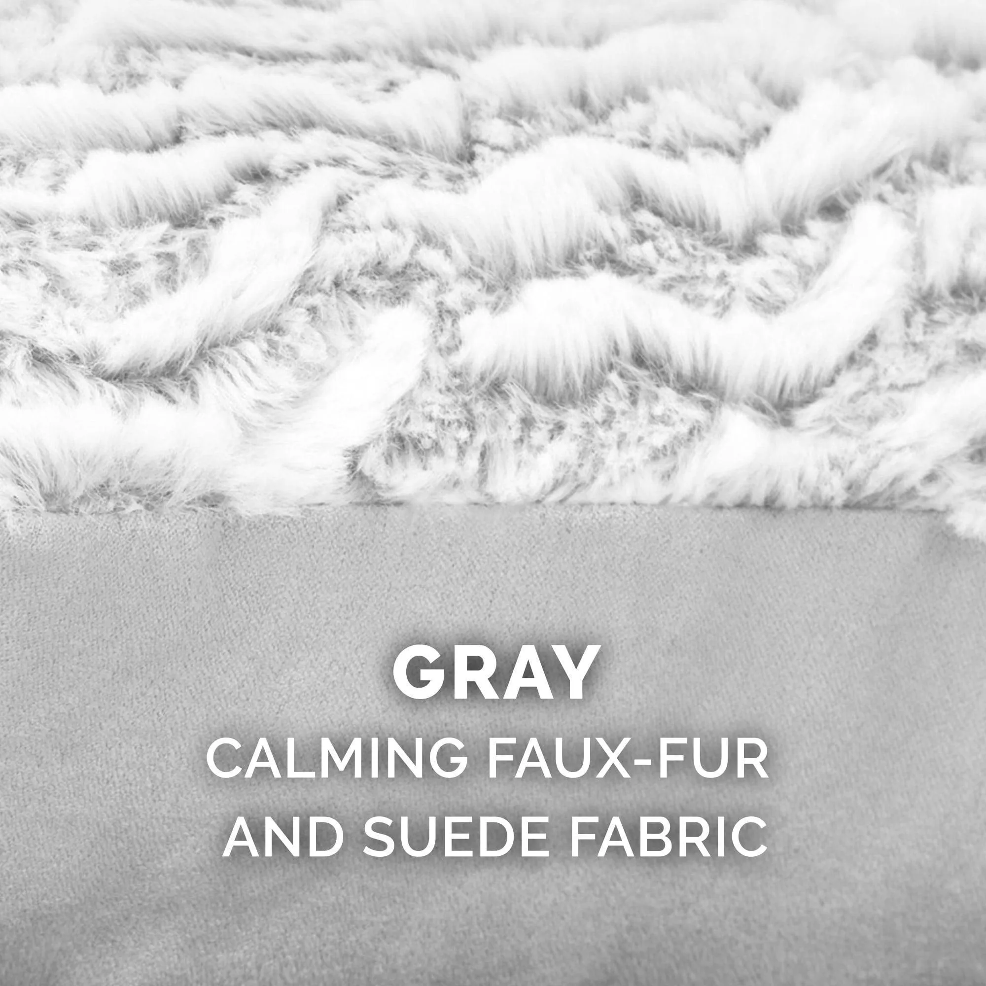 FurHaven Pet Products Embossed Faux Fur & Suede Orthopedic Pillow Top Mattress Pet Bed for Dogs & Cats - Gray, Large