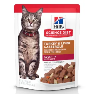 Hill's Science Diet Adult Wet Cat Food, Turkey & Liver, 79g pouch