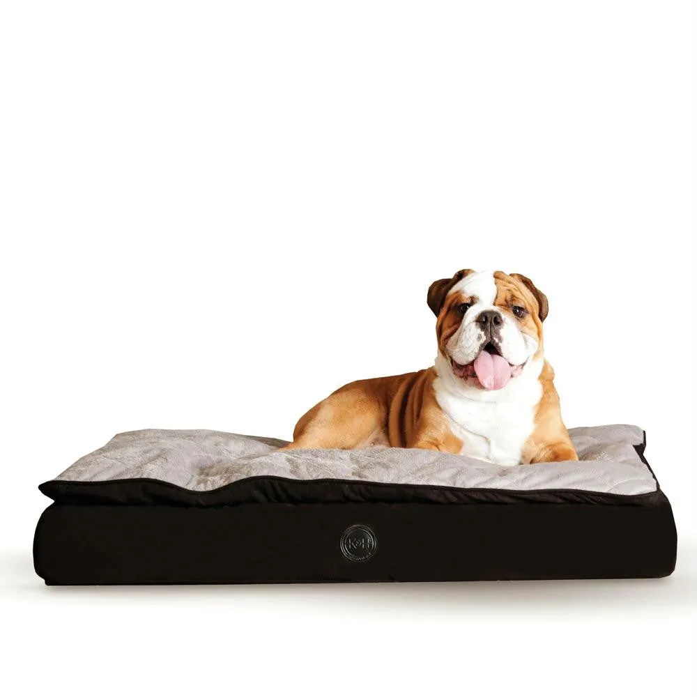 K&h Pet Products Feather Top Ortho Pet Bed Medium Black - Gray 30" X 40" X 6.5"