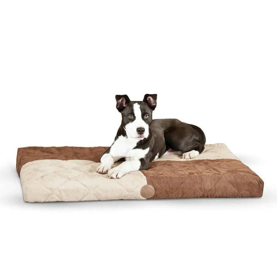 K&h Pet Products Quilted Memory Dream Pad 1" Medium Chocolate - Tan 27" X 37" X 1"