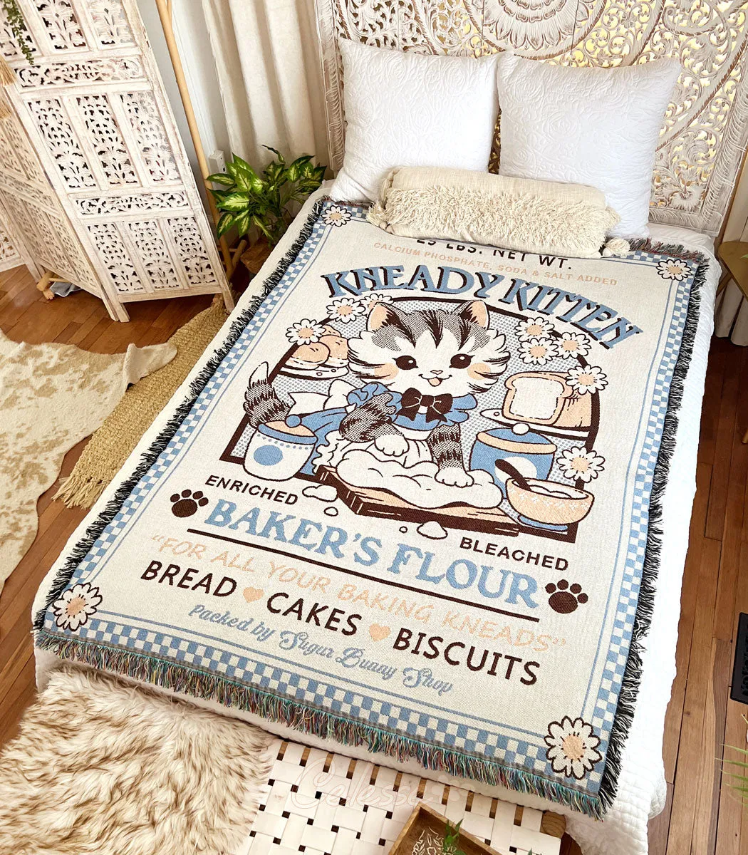 Kneady Kitten Baker's Flour Woven Blanket