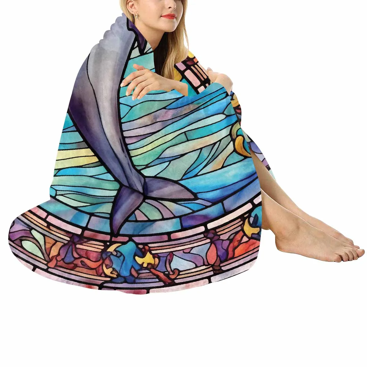 Mandalla_Awd35194  Circular Micro Fleece Blanket 47"