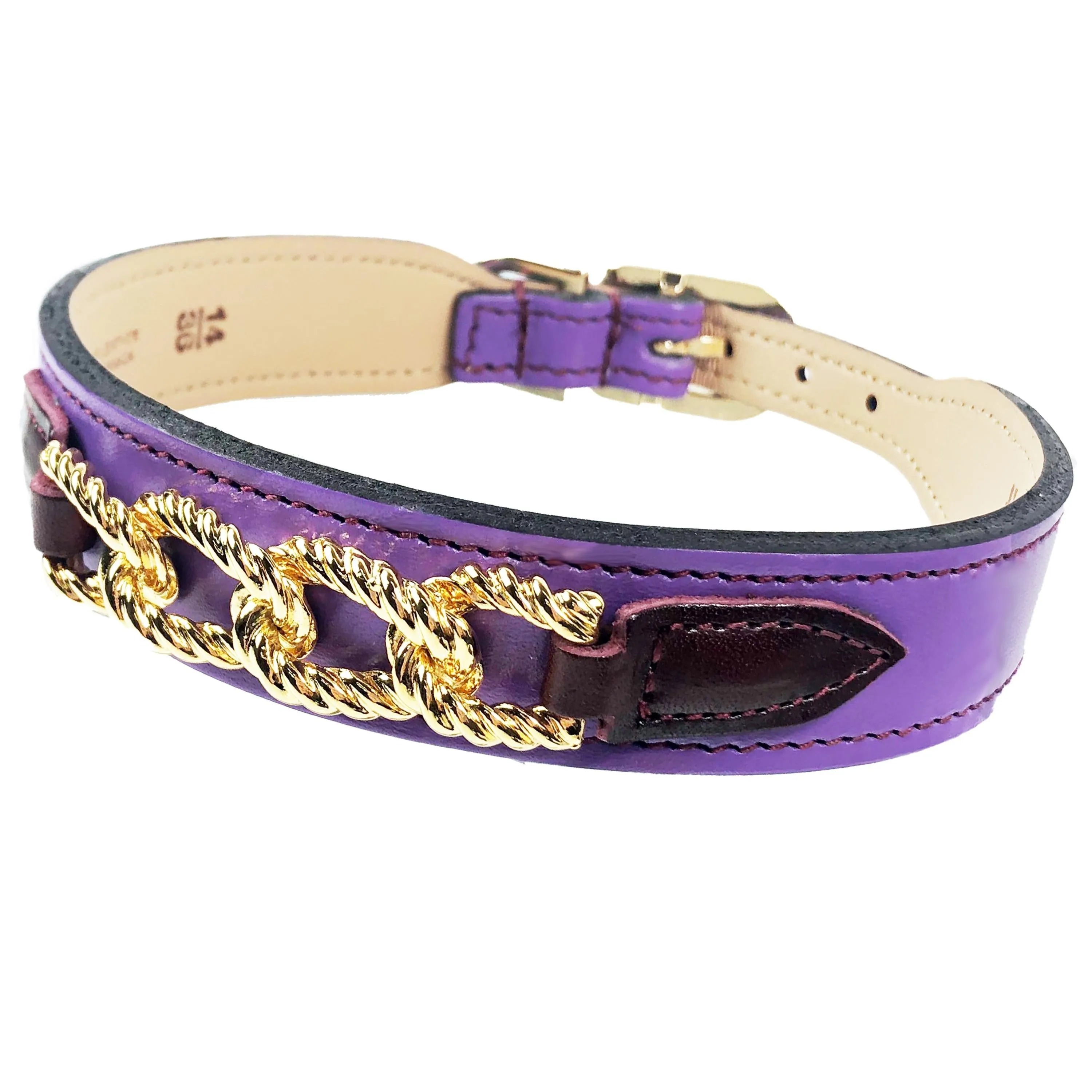 Mayfair Dog Collar in Grape, Wine & Gold