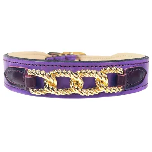 Mayfair Dog Collar in Grape, Wine & Gold