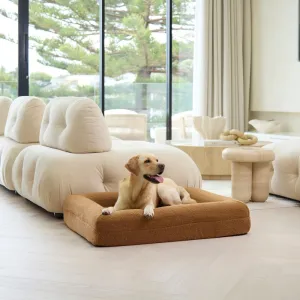 Memory Foam Dog Bed - Polar Fleece Golden Brown