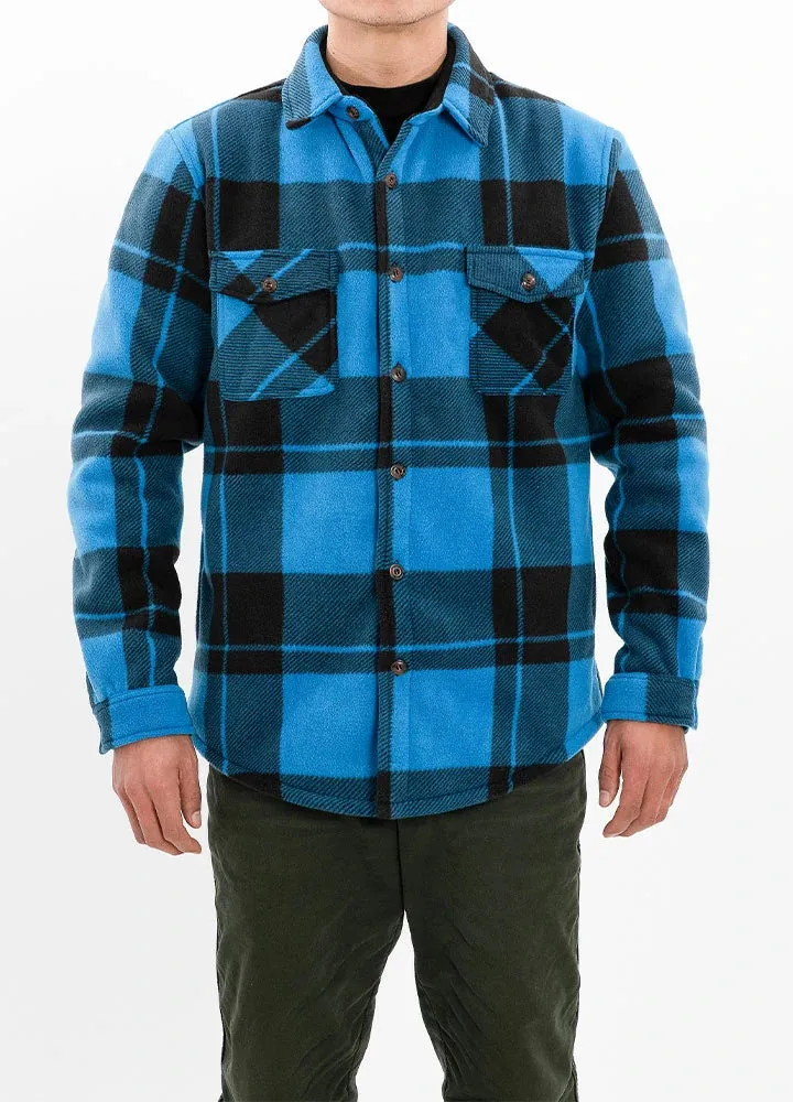 Men's Sherpa Fleece Lined Shacket,Button Down Plaid