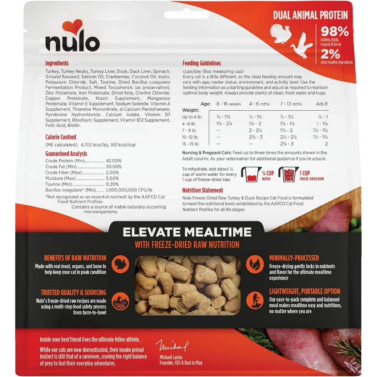 Nulo Freeze-Dried Raw Grain Free Turkey & Duck Cat Food 5.5oz