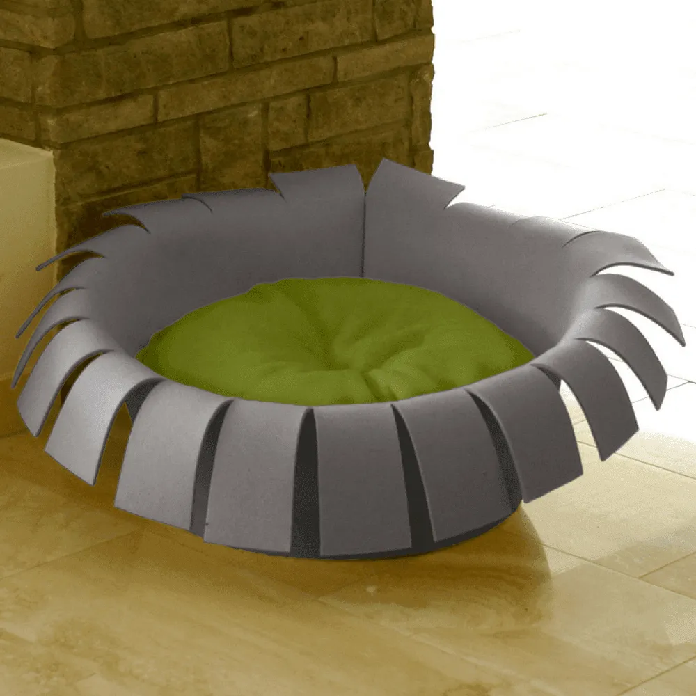 Orthopedic Cat Bed By Pet Interiors- Grey Felt Crown