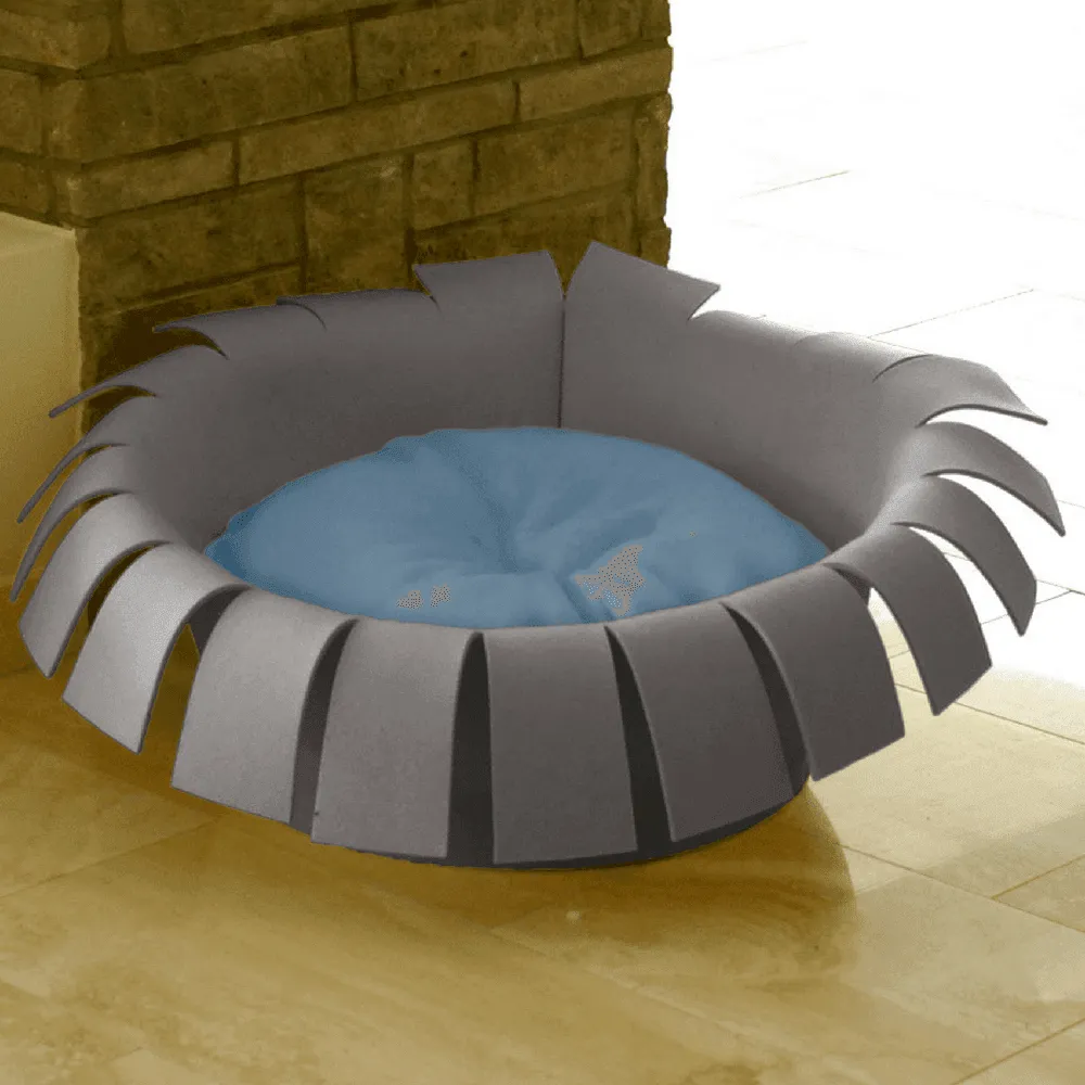 Orthopedic Cat Bed By Pet Interiors- Grey Felt Crown