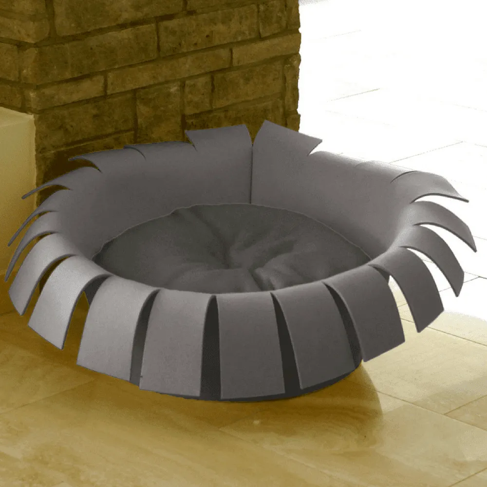 Orthopedic Cat Bed By Pet Interiors- Grey Felt Crown