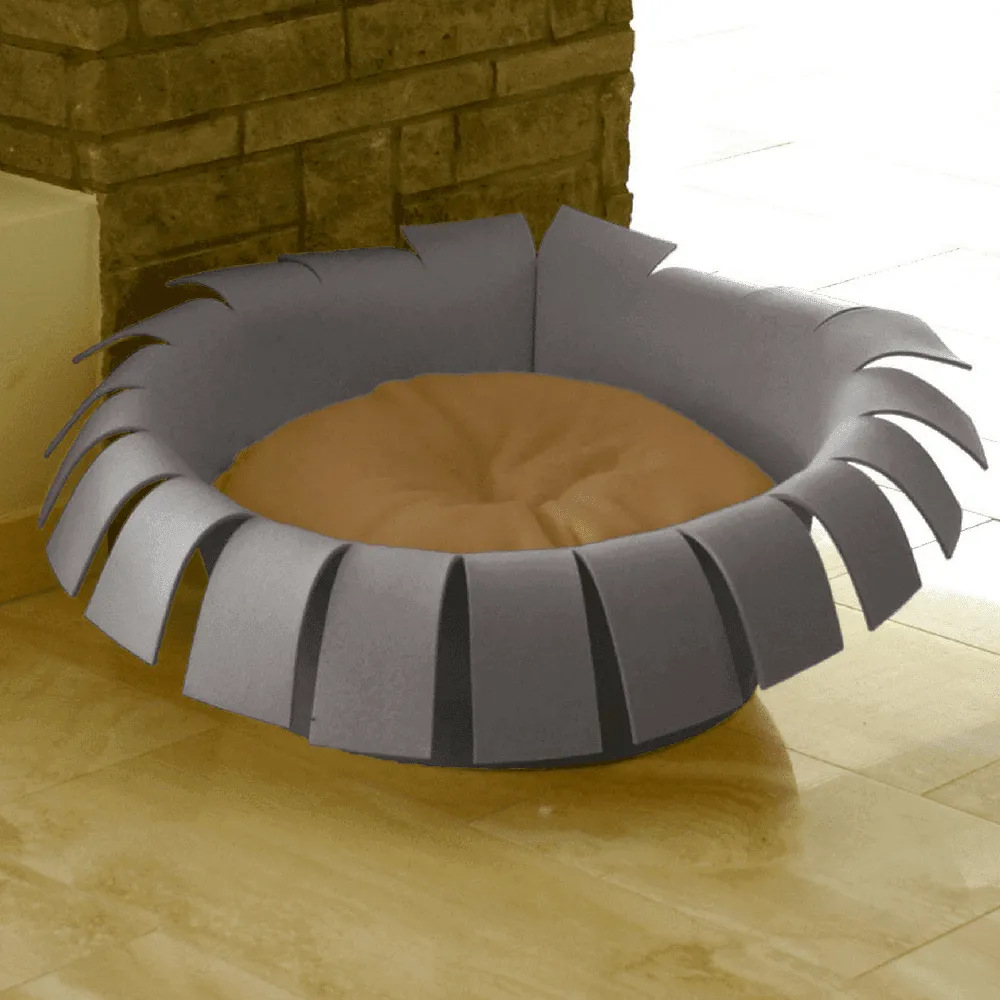 Orthopedic Cat Bed By Pet Interiors- Grey Felt Crown