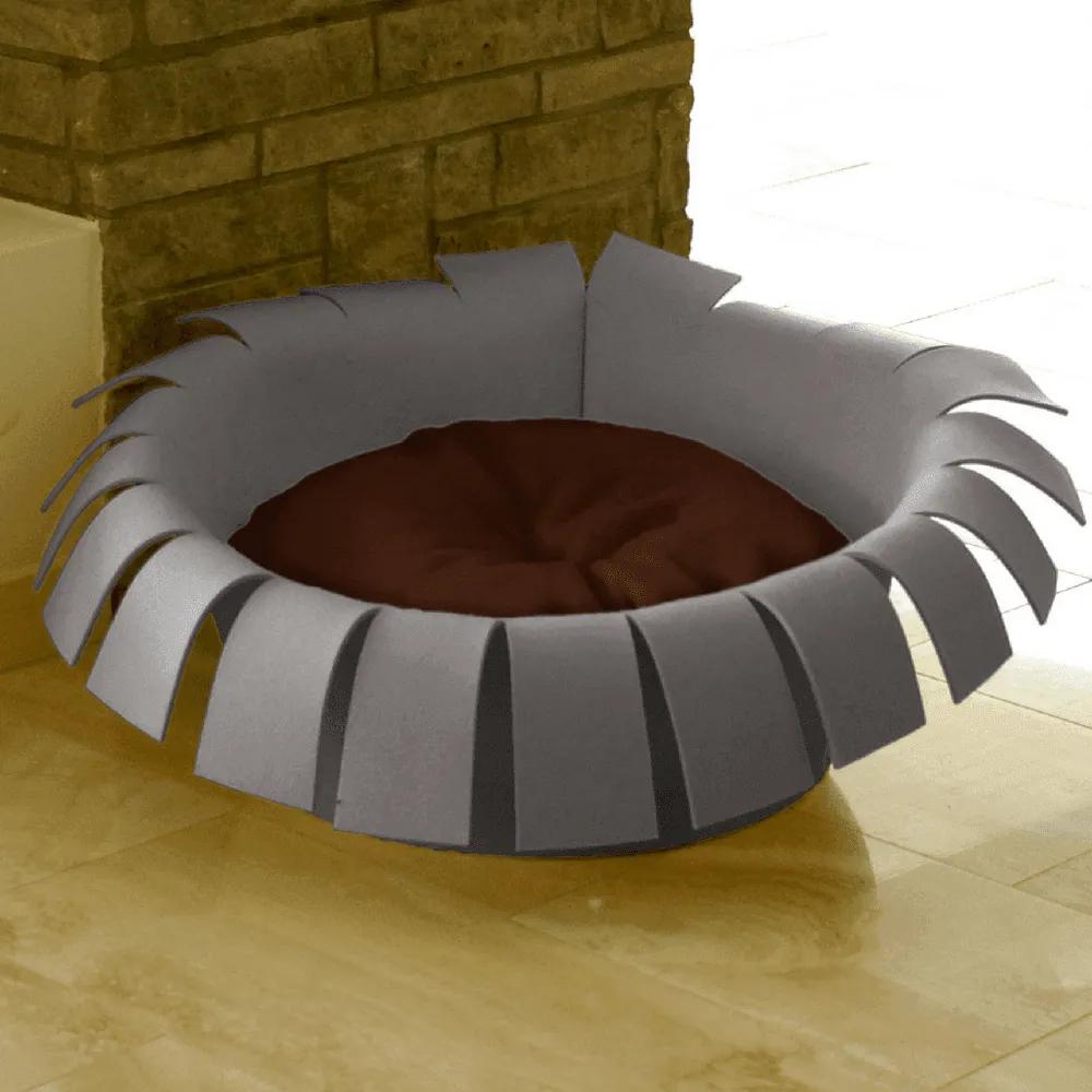 Orthopedic Cat Bed By Pet Interiors- Grey Felt Crown