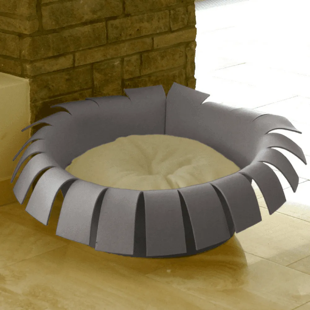 Orthopedic Cat Bed By Pet Interiors- Grey Felt Crown