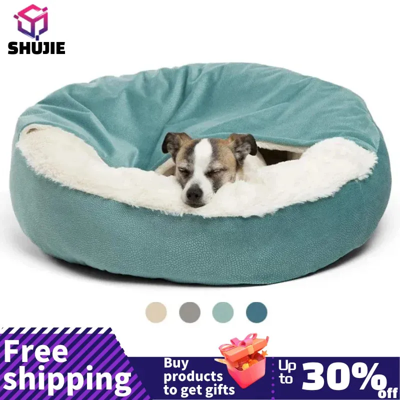 Orthopedic Pet Bed with Integrated Hooded Blanket