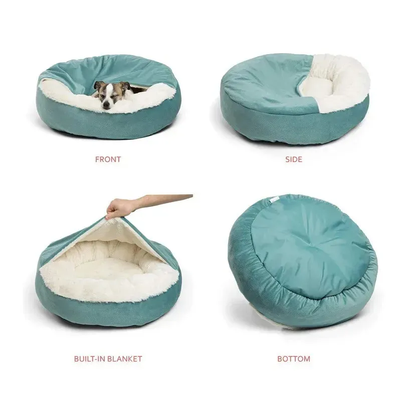 Orthopedic Pet Bed with Integrated Hooded Blanket