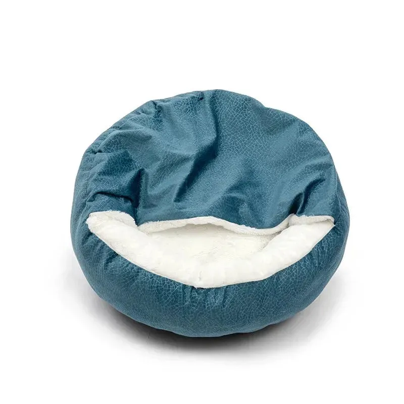 Orthopedic Pet Bed with Integrated Hooded Blanket