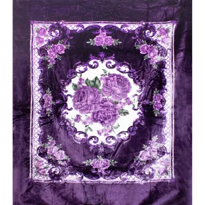 Plum Rose Swirls 79" x 95" Plush Queen-sized Blanket BLKT-1964