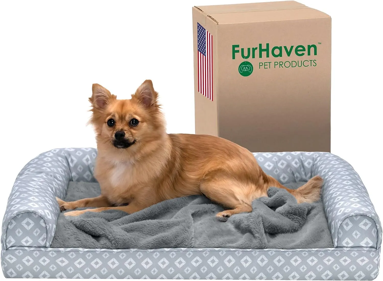 Plush Dog Bed: Luxe Faux Fur & Linen Sofa-Style Dog Bed for Dreamy Rest & Sweet Snuggles | Orthopedic Support, Plush Design, and Easy-Care Luxury for Your Furry Amigo!