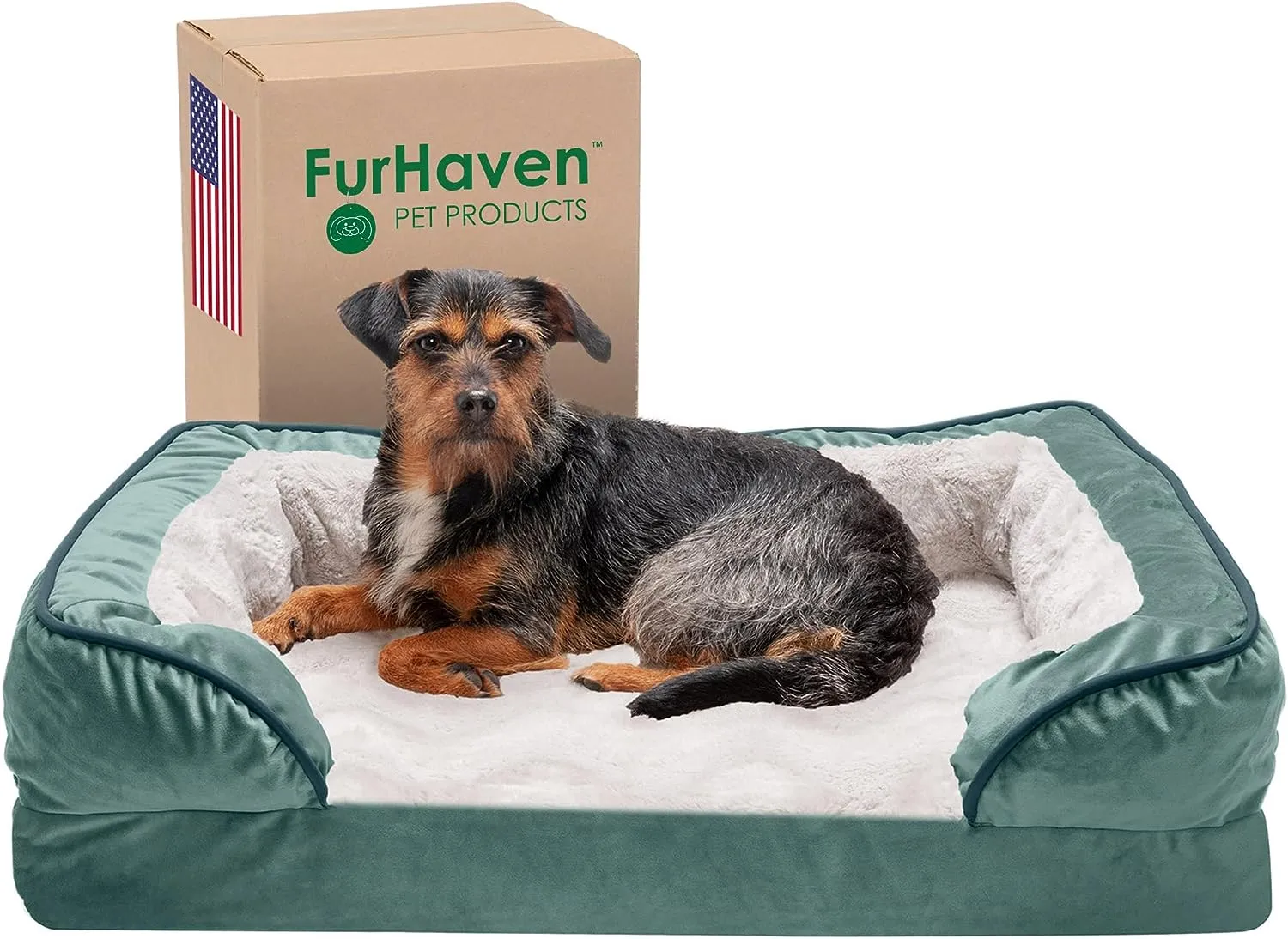 Plush Dog Bed: Luxe Faux Fur & Linen Sofa-Style Dog Bed for Dreamy Rest & Sweet Snuggles | Orthopedic Support, Plush Design, and Easy-Care Luxury for Your Furry Amigo!